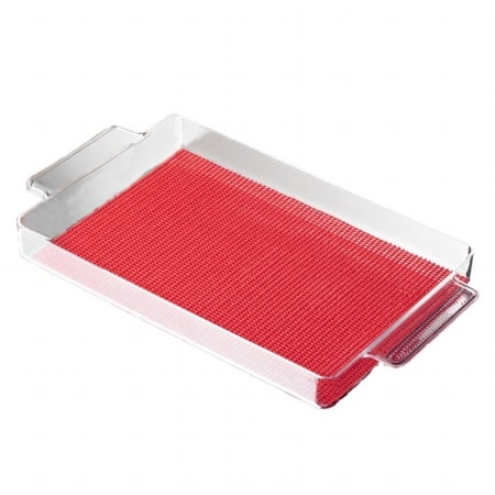 Kraftware 33229 Fishnet Rect. Handled Galery Tray 20 In. X 14 In. Red