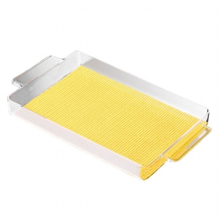 Kraftware 11629 Fishnet Rect. Handled Galery Tray 20 In. X 14 In. New Yellow