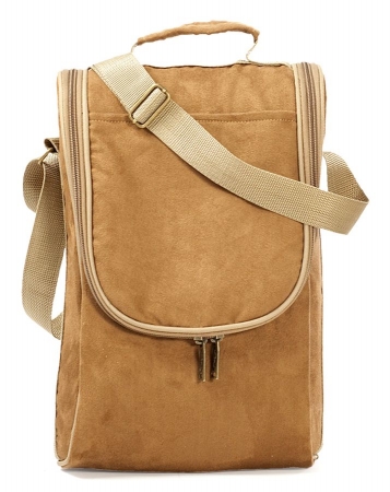 Picnic Plus Psm-128cm Double Bottle Wine Tote- Camel Suede