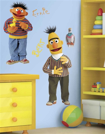 Roommates RMK1478GM Sesame Street Burt  Ernie Peel  Stick Giant Wall Decal