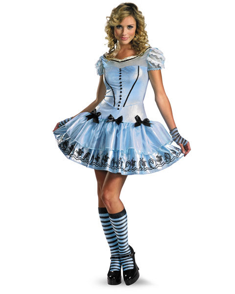 Womens Sassy Blue Disney Alice in Wonderland Movie Costume Size Medium