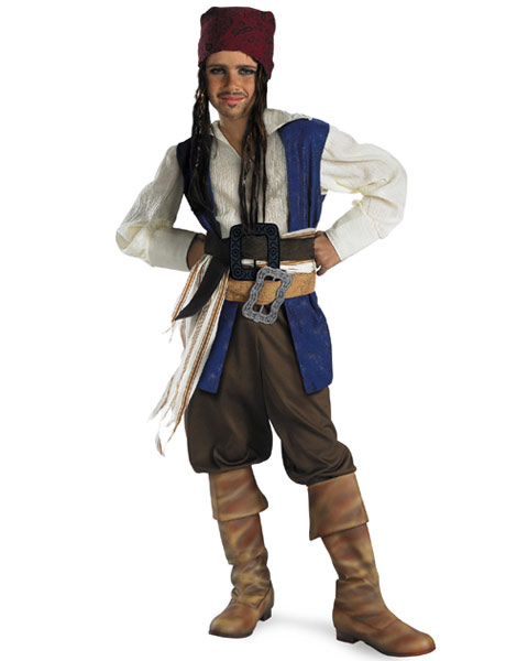 Boys Classic Pirates of the Caribbean Captain Jack Sparrow Costume Size Medium