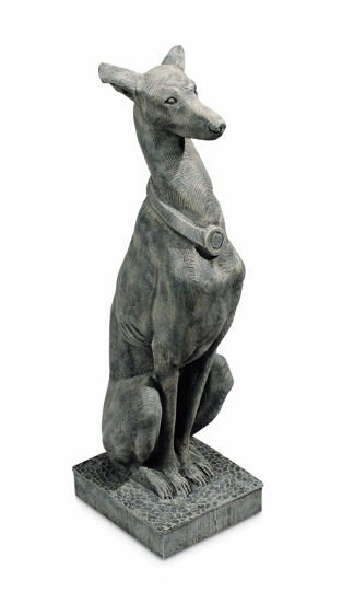 6194m Whippet Statue In Moss Finish