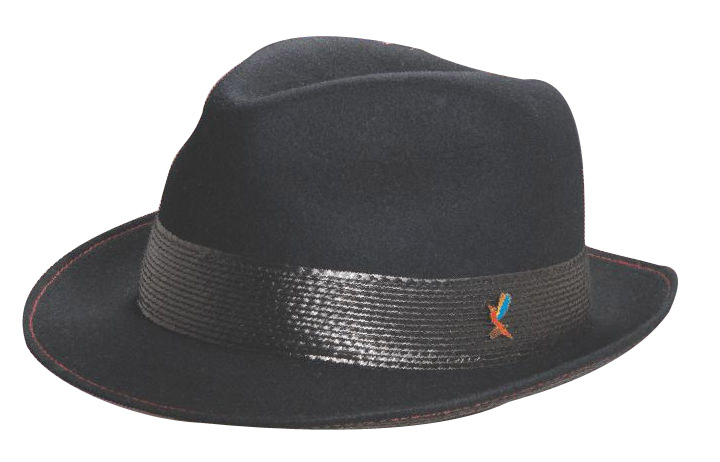 Dorfman Pacific SAN118BLK2 Medium Wool Felt Fedora with Braid Black