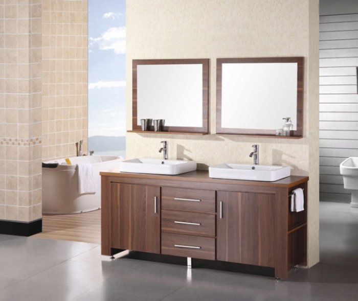Design Element Dec083d-l Washington Toffee Finish Double Sink Vanity Set