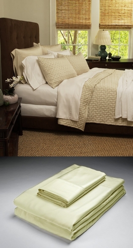 Home Source 51500QNN01 100 Percent Bamboo Queen Fitted Sheet  Ivory