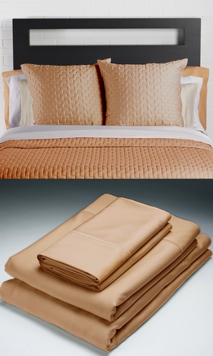 Home Source 50500QNE35 100 Percent Bamboo Queen Flat Sheet  Copper
