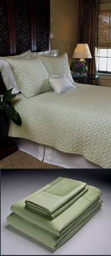 Home Source 50500QNG05 100 Percent Bamboo Queen Flat Sheet  Grass