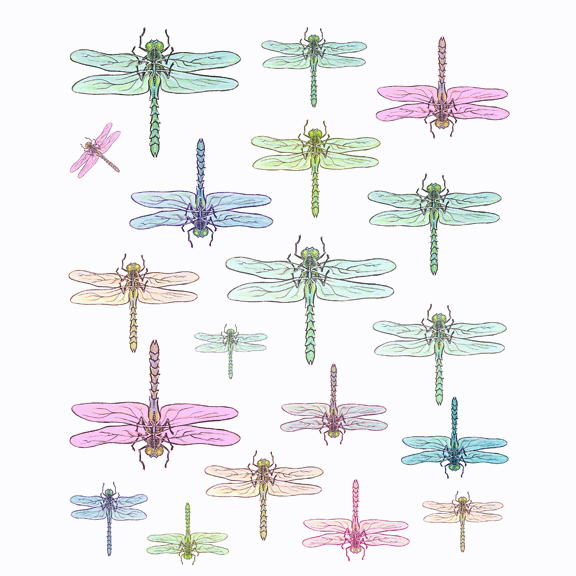 Instant Murals IMD231 19 Watercolor Dragonflies Nursery Wall Transfers
