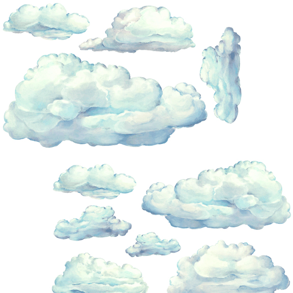 Instant Murals IMD251 10 Cloud Mural Nursery Wall Transfers