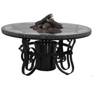 Tft2948mbbpb Traditional Style Fire Table-29 In. Tall X 48 In. Diameter Morocco Design Blues And Blacks Granite Colors Poly Black Powder Coat