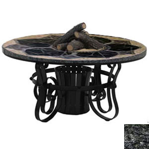 Tft2948mgbbpb Traditional Style Fire Table-29 In. Tall X 48 In. Diameter Magnolia Design Blues And Blacks Granite Colors Poly Black Powder Coat