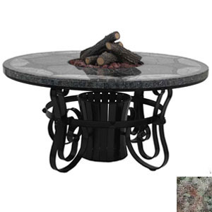 Traditional Style Fire Table-36 In. Tall X 60 In. Diameter Morocco Design Earth Tone Granite Colors Bronze Powder Coat