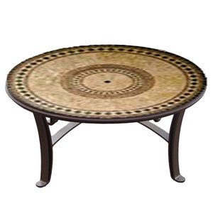 Ufp1945metbz-n Universal Style Chat Fire Pit-19 In. Tall X 45 In. Diameter Morocco Design Earth Tone Granite Colors Bronze Powder Coat-natural Gas