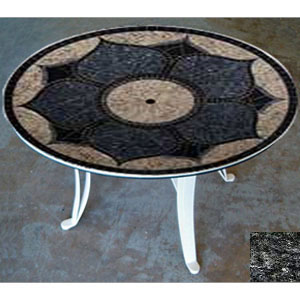 Universal Style Fire Table-29 In. Tall X 48 In. Diameter Magnolia Design Blues And Blacks Granite Colors Poly Black Powder Coat