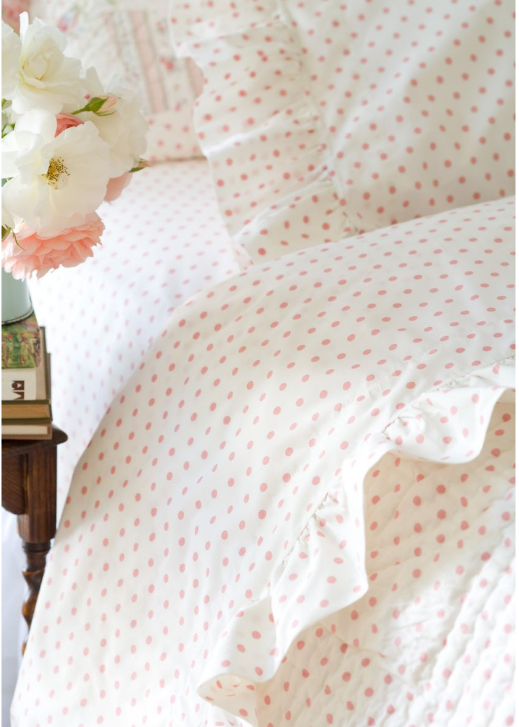 Taylor Linens 810POLKAST Polka Dot Queen Sheet Set  Flat/Fitted/ 2 PC  Pink