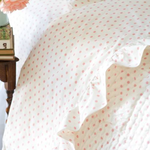 Taylor Linens 820POLKAST Polka Dot Twin Sheet Set  Flat/Fitted/ 1 PC  Pink