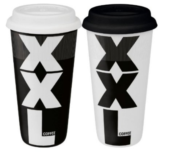 4252621226 Large Travel Mugs Xxl Black And Xxl White - Set Of 2