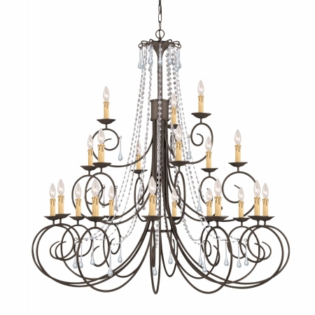 SOHO Collection 5219DRGTMWP SOHO Natural Wrought Iron Chandelier Accented with Golden Teak Majestic Wood Polished Crystal