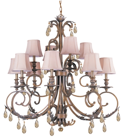 Royal Collection 6909FBGTS Golden Teak Swarovski Strass Crystal Wrought Iron Chandelier