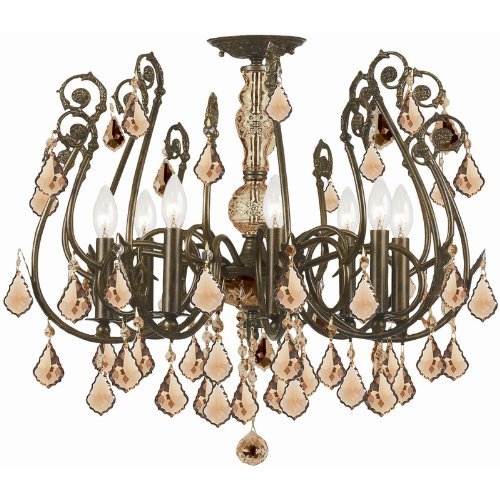 Regis Collection 5118EBGTS Golden Teak Swarovski Strass Crystal Wrought Iron SemiFlush
