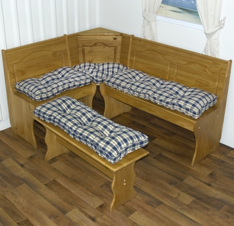 Greendale Home Fashions 4314 Navy Blue 4 Piece Nook Cushion Set Applegate Plaid Navy Blue