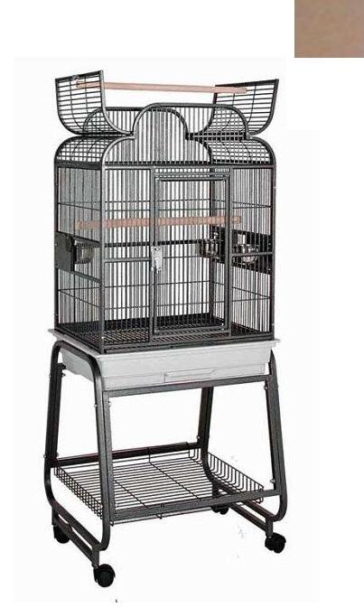 82217cbr 22 In. X 17 In. Opening Scroll Top Cage With Cart Stand - Beige