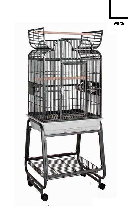 82217cwh 22 In. X 17 In. Opening Scroll Top Cage With Cart Stand - Platinum