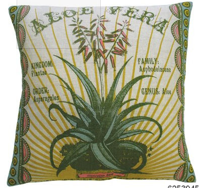 91802 Botanica- Pillow- 20x20- Linen- Aloe Vera Print.