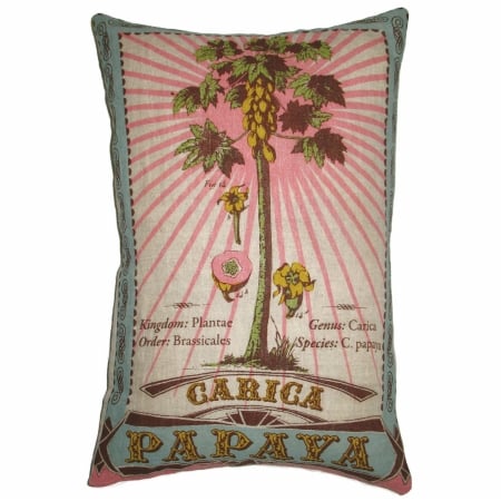 91804 Botanica- Pillow- 13x20- Linen- Carica Papaya Print.