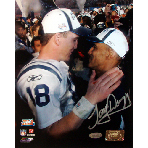 Steiner Sports DUNGPHS008001 Tony Dungy SB XLI Close up view with Peyton Manning 8x10 Photo  Signed in Blue