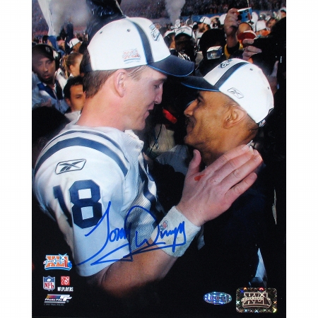 Steiner Sports DUNGPHS008005 Tony Dungy SB XLI Close up view with Peyton Manning 8x10 Photo  Signed in Silver