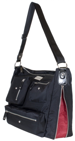 Amy Michelle IBLK Chic Iris Bag Black Twill ExteriorRich Red Lining