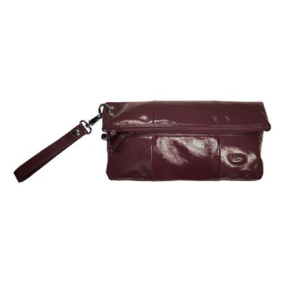 Amy Michelle POPCEGP Poppy Clutch Bag Eggplant Patent with Beige Lining