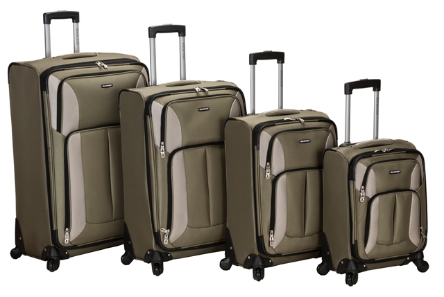 Rockland F155-olive 4pc Impact Spinner Luggage Set