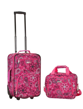 Rockland 2 Pc Pink Bandana Luggage Set