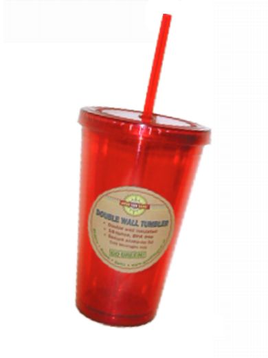 Good Life Gear SF3110 RED 16 oz. Double Wall Cold Straw Tumbler With Screw On Lid Red