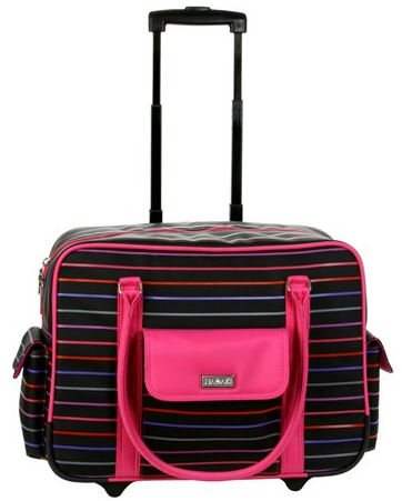 88161847672 18 In. Nola Roller Carry On Luggage - Pencil Stripes Berry