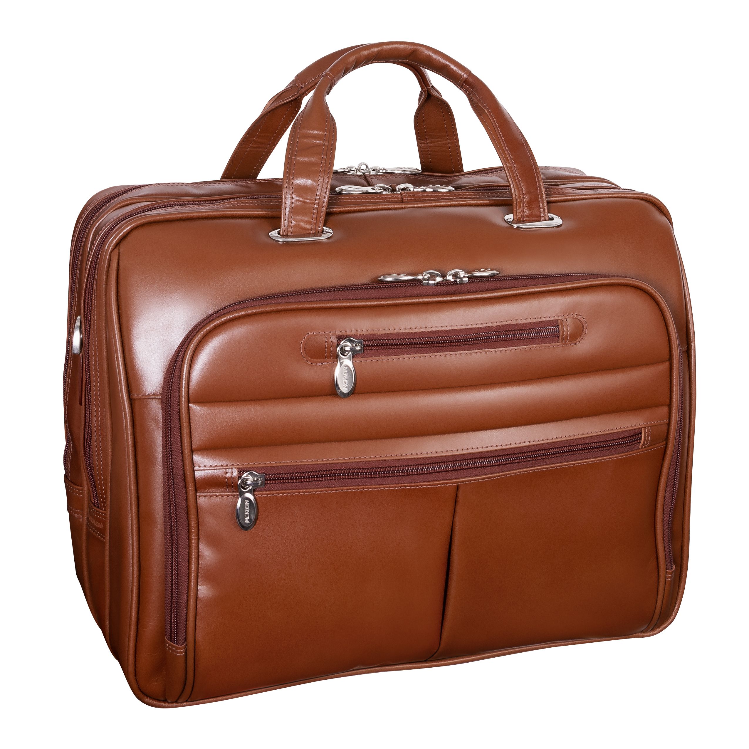 Mcklein 86514 Rockford 86514- Brown Leather Fly-through Checkpoint-friendly 17 In. Laptop Case