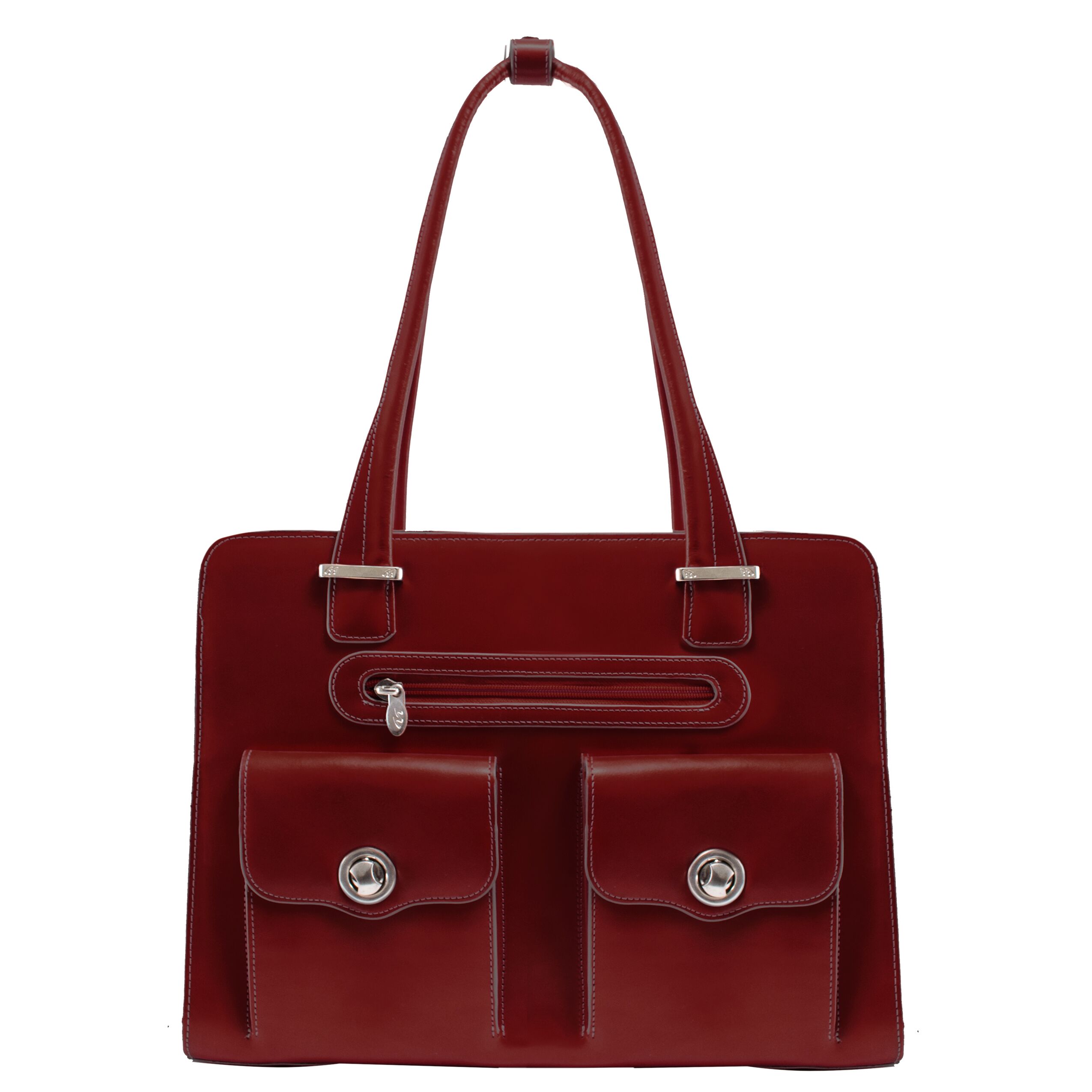 Mcklein 96626 Verona 96626- Red Leather Fly-through Checkpoint-friendly Ladies Briefcase