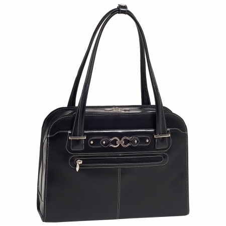 Mcklein 96635 Oak Grove 96635- Black Leather Fly-through Checkpoint-friendly Ladies Briefcase