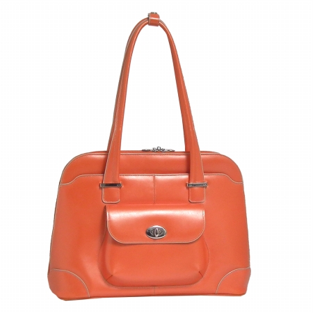Mcklein 96650 Avon 96650- Orange Leather Ladies Briefcase