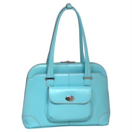 Mcklein 96658 Avon 96658- Aqua Blue Leather Ladies Briefcase