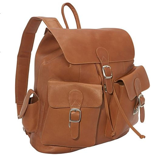9726 Large Buckle-flap Backpack - Saddle