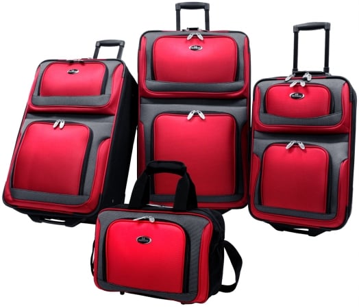 Travelers Choice Us6300r U.s. Traveler New Yorker 4-piece Luggage Set In Red