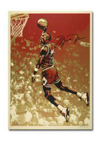 Upper Deck 75215 Michael Jordan/Shepard Fairey Artist Chicago Bulls DualAutographed 24x36 Silkscreen Print UDA