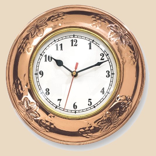 Old Dutch 898 Decor Copper Grape Motif Clock