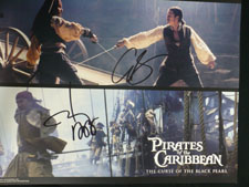 Powers Collectibles 4073 Signed Pirates of the Caribbean Johnny Depp Orlando Bloom 11x14 Loby Card By Johnny Depp and Orlando Bloom Photo