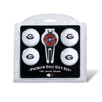 Georgia Bulldogs Pack of 4 Golf Balls and Divet Tool Gift Set