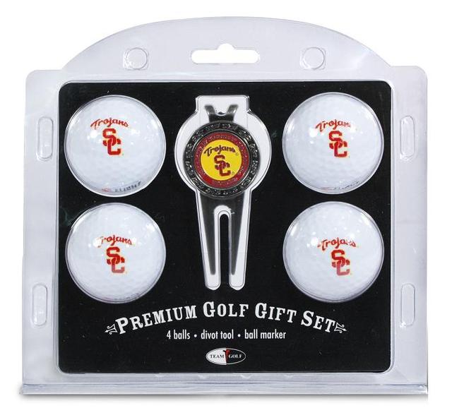 USC Trojans Pack of 4 Golf Balls and Divet Tool Gift Set